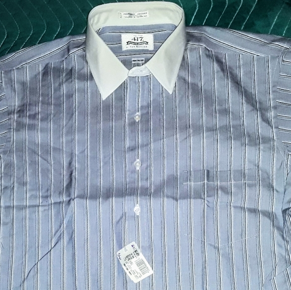 417 Other - VAN HEUSEN 417 BLUE&WHITE STRIPE DRESS SHIRT 16.5 417 Other - VAN HEUSEN 417 BLUE&WHITE STRIPE DRESS SHIRT 16.5